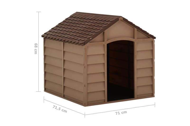 Hundehus brun 71x71,5x68 cm PP - Brun - Sport & fritid - Til dyrene - For hund - Hundemøbler