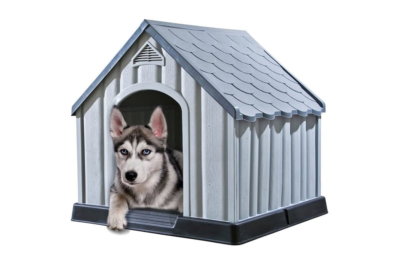 Hundehus i grå 92x87x91 cm plast - Grå - Sport & fritid - Til dyrene - For hund - Hundemøbler