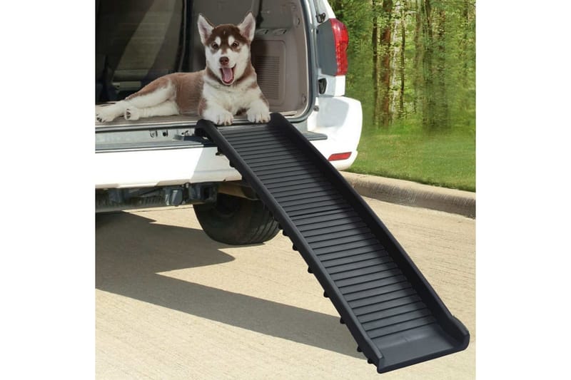 Hunderampe sammenleggbar svart 155,5x40x15,5 cm - Svart - Sport & fritid - Til dyrene - For hund - Hundemøbler - Hundetrapp
