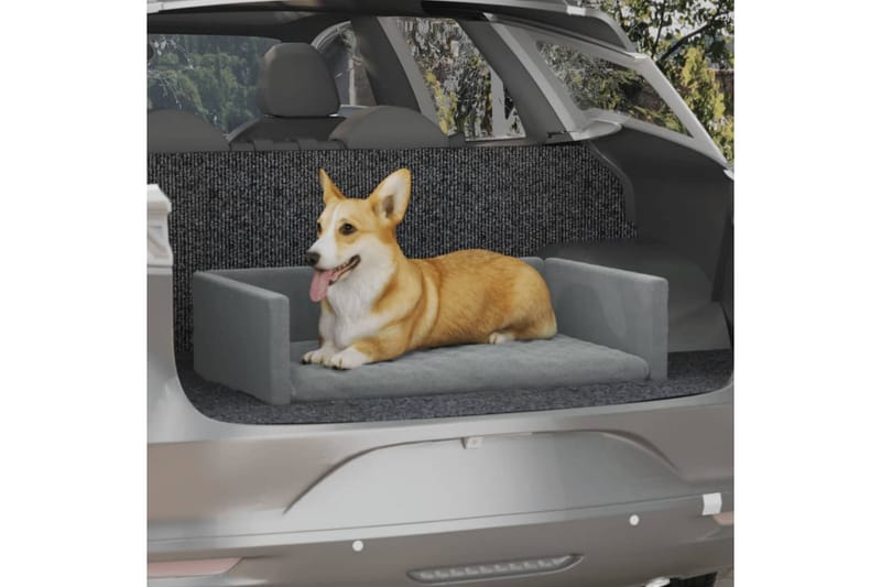 Hundeseng for bil lysegrå 70x45 cm linutseende - Grå - Hundemøbler - Hundekurv & hundeseng