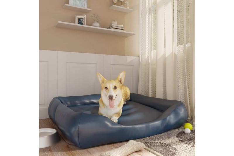Hundeseng mørkeblå 105x80x25 cm kunstskinn - Grå - Hundemøbler - Hundekurv & hundeseng