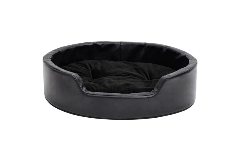 Hundeseng svart 69x59x19 cm plysj og kunstig lær - Svart - Sport & fritid - Til dyrene - For hund - Hundemøbler - Hundekurv & hundeseng
