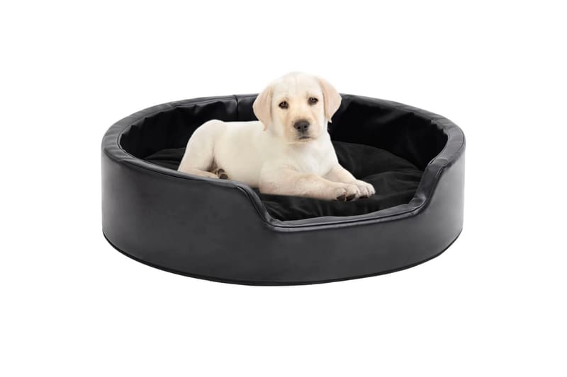 Hundeseng svart 69x59x19 cm plysj og kunstig lær - Svart - Sport & fritid - Til dyrene - For hund - Hundemøbler - Hundekurv & hundeseng