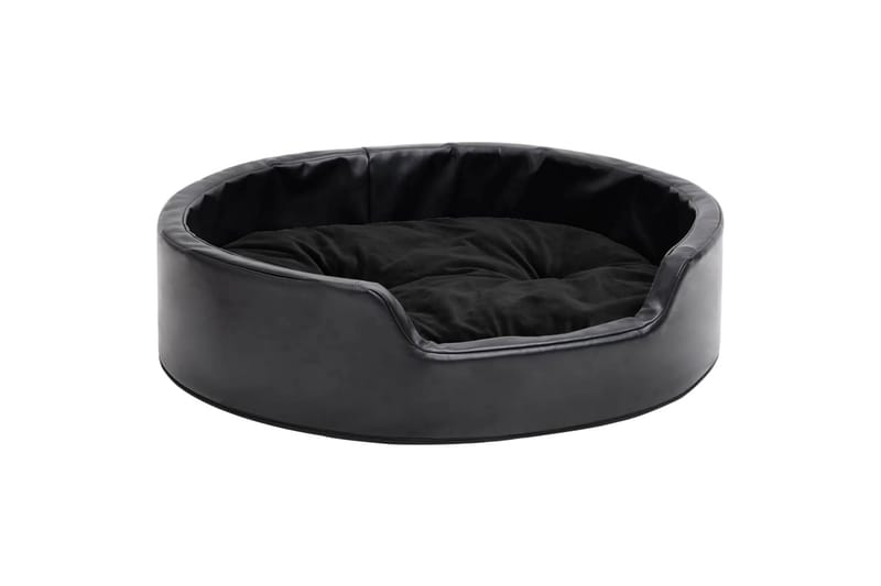 Hundeseng svart 69x59x19 cm plysj og kunstig lær - Svart - Sport & fritid - Til dyrene - For hund - Hundemøbler - Hundekurv & hundeseng