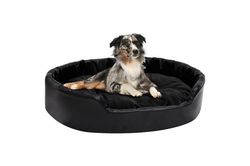Hundeseng svart 90x79x20 cm plysj og kunstig lær - Svart - Sport & fritid - Til dyrene - For hund - Hundemøbler - Hundekurv & hundeseng