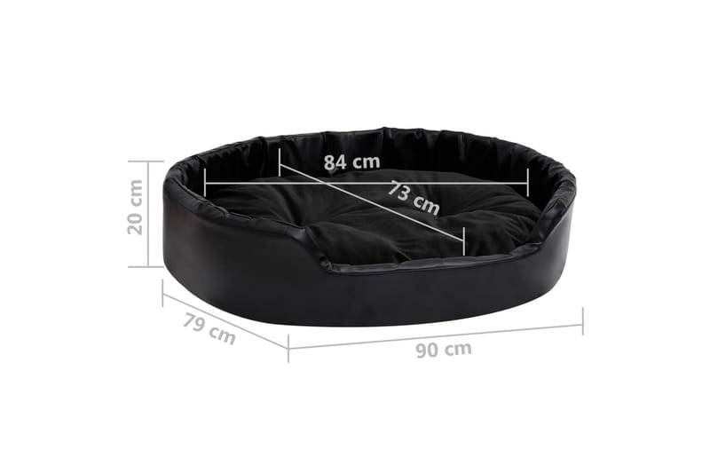 Hundeseng svart 90x79x20 cm plysj og kunstig lær - Svart - Sport & fritid - Til dyrene - For hund - Hundemøbler - Hundekurv & hundeseng