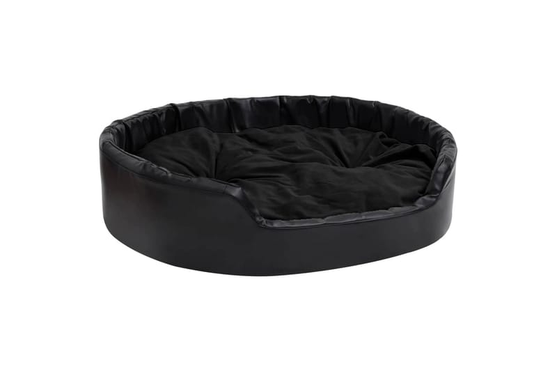 Hundeseng svart 99x89x21 cm plysj og kunstig lær - Svart - Sport & fritid - Til dyrene - For hund - Hundemøbler - Hundekurv & hundeseng