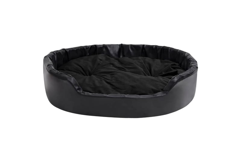 Hundeseng svart 99x89x21 cm plysj og kunstig lær - Svart - Sport & fritid - Til dyrene - For hund - Hundemøbler - Hundekurv & hundeseng