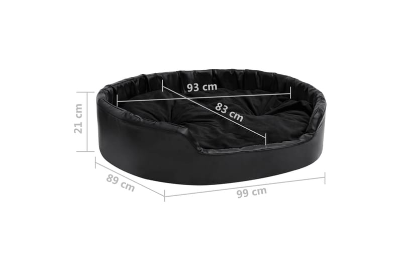 Hundeseng svart 99x89x21 cm plysj og kunstig lær - Svart - Sport & fritid - Til dyrene - For hund - Hundemøbler - Hundekurv & hundeseng