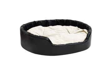 Hundeseng svart og beige 99x89x21 cm plysj og kunstig lær - Svart - Sport & fritid - Til dyrene - For hund - Hundemøbler - Hundekurv & hundeseng