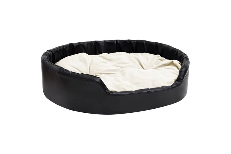 Hundeseng svart og beige 99x89x21 cm plysj og kunstig lær - Svart - Sport & fritid - Til dyrene - For hund - Hundemøbler - Hundekurv & hundeseng