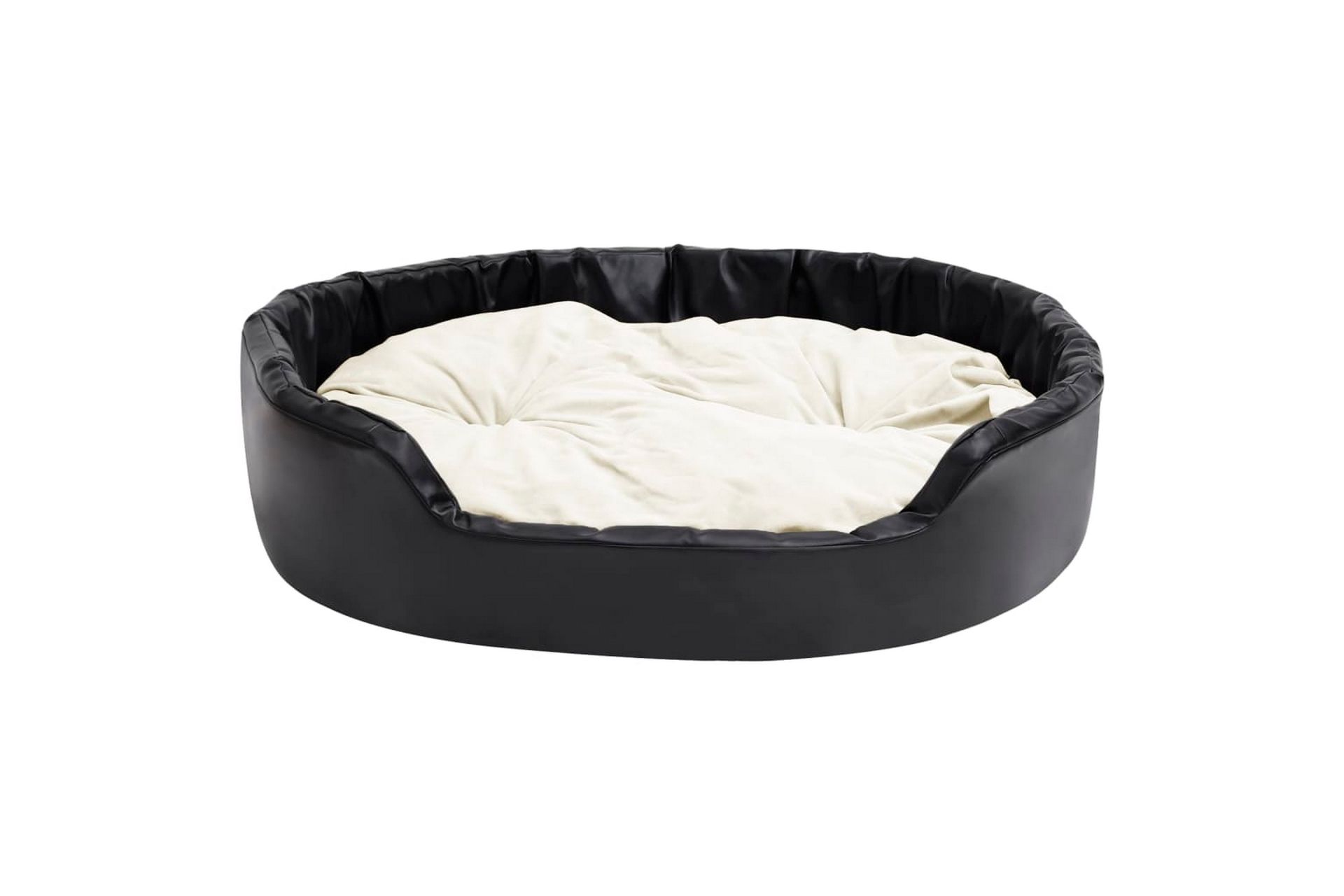 Hundeseng svart og beige 99x89x21 cm plysj og kunstig lær - Svart - Sport & fritid - Til dyrene - For hund - Hundemøbler - Hundekurv & hundeseng