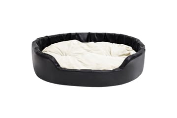 Hundeseng svart og beige 99x89x21 cm plysj og kunstig lær - Svart - Sport & fritid - Til dyrene - For hund - Hundemøbler - Hundekurv & hundeseng
