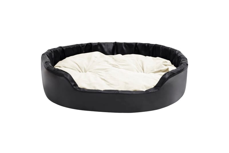 Hundeseng svart og beige 99x89x21 cm plysj og kunstig lær - Svart - Sport & fritid - Til dyrene - For hund - Hundemøbler - Hundekurv & hundeseng