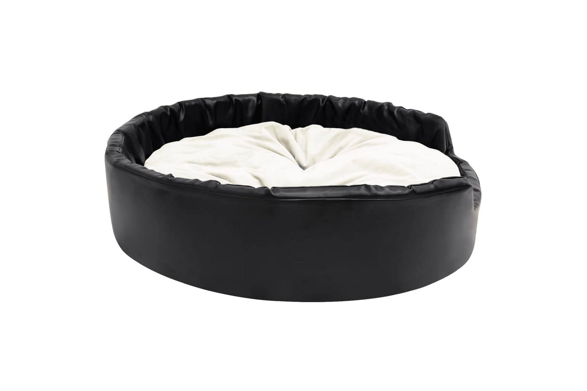 Hundeseng svart og beige 99x89x21 cm plysj og kunstig lær - Svart - Sport & fritid - Til dyrene - For hund - Hundemøbler - Hundekurv & hundeseng