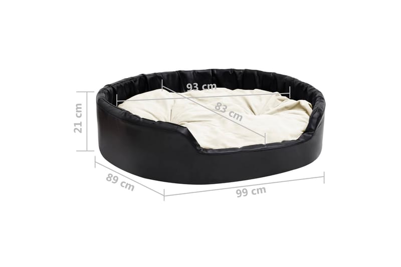 Hundeseng svart og beige 99x89x21 cm plysj og kunstig lær - Svart - Sport & fritid - Til dyrene - For hund - Hundemøbler - Hundekurv & hundeseng