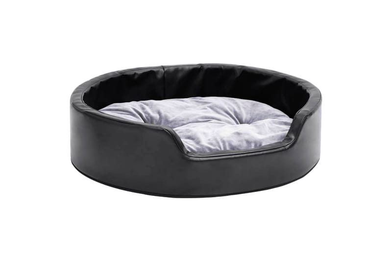 Hundeseng svart og grå 69x59x19 cm plysj og kunstig lær - Svart - Sport & fritid - Til dyrene - For hund - Hundemøbler - Hundekurv & hundeseng