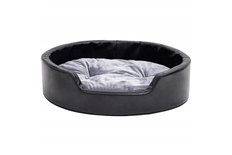 Hundeseng svart og grå 69x59x19 cm plysj og kunstig lær - Svart - Sport & fritid - Til dyrene - For hund - Hundemøbler - Hundekurv & hundeseng