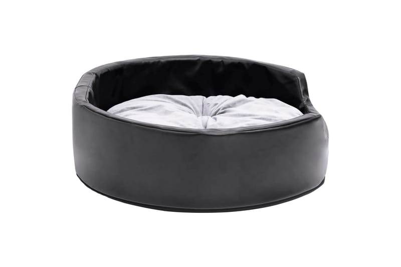 Hundeseng svart og grå 69x59x19 cm plysj og kunstig lær - Svart - Sport & fritid - Til dyrene - For hund - Hundemøbler - Hundekurv & hundeseng