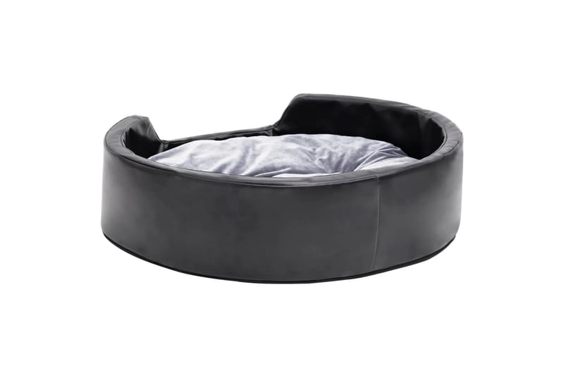 Hundeseng svart og grå 69x59x19 cm plysj og kunstig lær - Svart - Sport & fritid - Til dyrene - For hund - Hundemøbler - Hundekurv & hundeseng