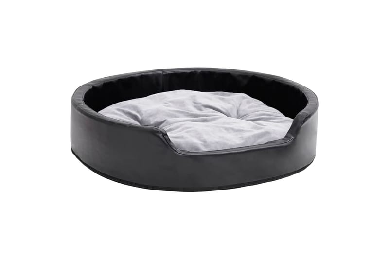 Hundeseng svart og grå 79x70x19 cm plysj og kunstig lær - Svart - Sport & fritid - Til dyrene - For hund - Hundemøbler - Hundekurv & hundeseng