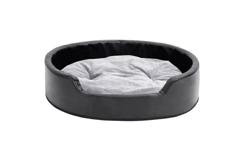 Hundeseng svart og grå 79x70x19 cm plysj og kunstig lær - Svart - Sport & fritid - Til dyrene - For hund - Hundemøbler - Hundekurv & hundeseng