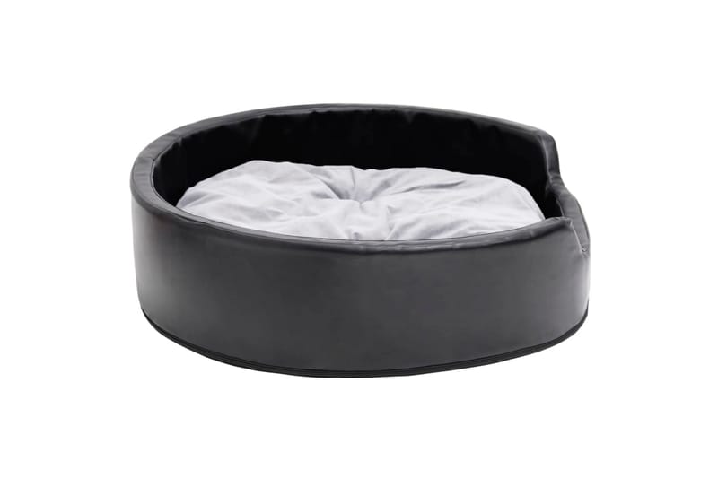 Hundeseng svart og grå 79x70x19 cm plysj og kunstig lær - Svart - Sport & fritid - Til dyrene - For hund - Hundemøbler - Hundekurv & hundeseng