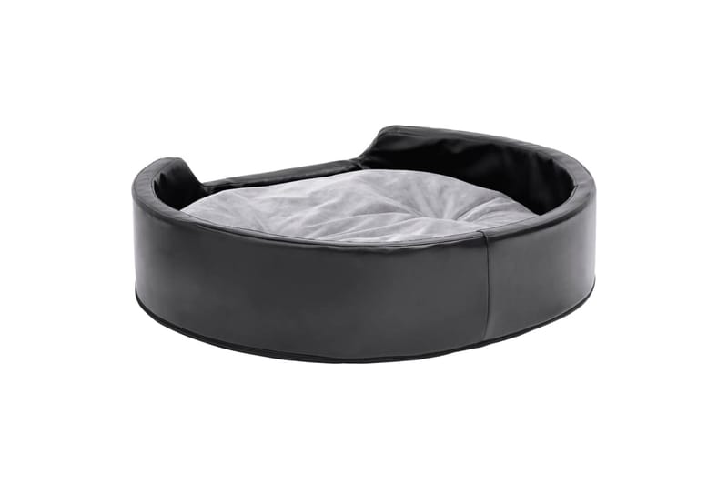 Hundeseng svart og grå 79x70x19 cm plysj og kunstig lær - Svart - Sport & fritid - Til dyrene - For hund - Hundemøbler - Hundekurv & hundeseng