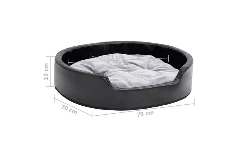 Hundeseng svart og grå 79x70x19 cm plysj og kunstig lær - Svart - Sport & fritid - Til dyrene - For hund - Hundemøbler - Hundekurv & hundeseng
