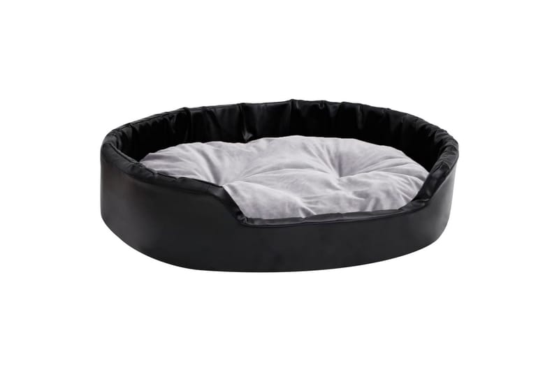 Hundeseng svart og grå 90x79x20 cm plysj og kunstig lær - Svart - Sport & fritid - Til dyrene - For hund - Hundemøbler - Hundekurv & hundeseng