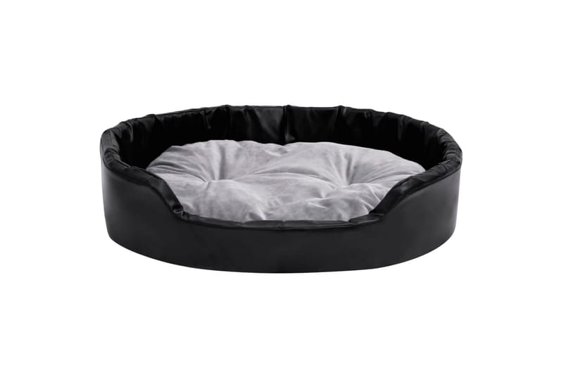 Hundeseng svart og grå 90x79x20 cm plysj og kunstig lær - Svart - Sport & fritid - Til dyrene - For hund - Hundemøbler - Hundekurv & hundeseng