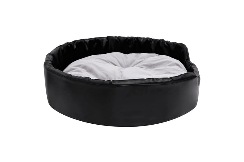 Hundeseng svart og grå 90x79x20 cm plysj og kunstig lær - Svart - Sport & fritid - Til dyrene - For hund - Hundemøbler - Hundekurv & hundeseng