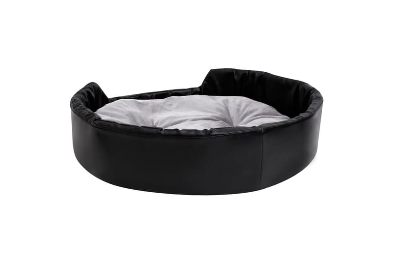 Hundeseng svart og grå 90x79x20 cm plysj og kunstig lær - Svart - Sport & fritid - Til dyrene - For hund - Hundemøbler - Hundekurv & hundeseng