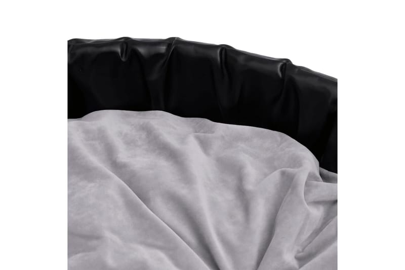 Hundeseng svart og grå 90x79x20 cm plysj og kunstig lær - Svart - Sport & fritid - Til dyrene - For hund - Hundemøbler - Hundekurv & hundeseng