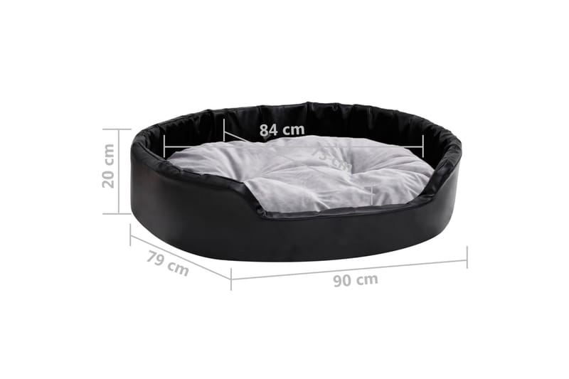 Hundeseng svart og grå 90x79x20 cm plysj og kunstig lær - Svart - Sport & fritid - Til dyrene - For hund - Hundemøbler - Hundekurv & hundeseng