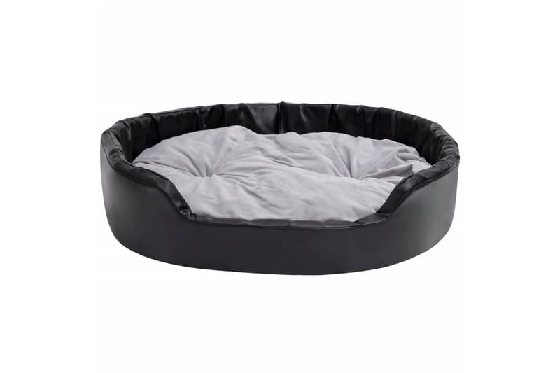 Hundeseng svart og grå 99x89x21 cm plysj og kunstig lær - Svart - Sport & fritid - Til dyrene - For hund - Hundemøbler - Hundekurv & hundeseng
