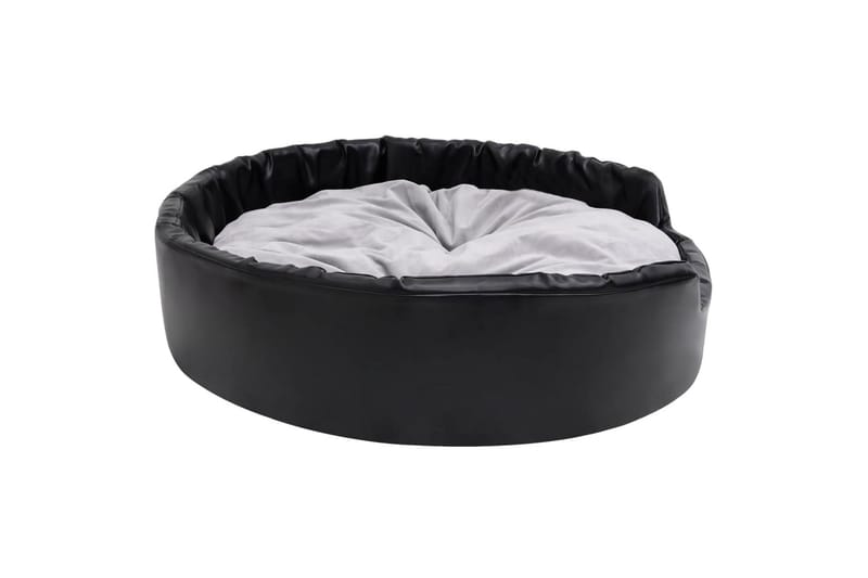 Hundeseng svart og grå 99x89x21 cm plysj og kunstig lær - Svart - Sport & fritid - Til dyrene - For hund - Hundemøbler - Hundekurv & hundeseng