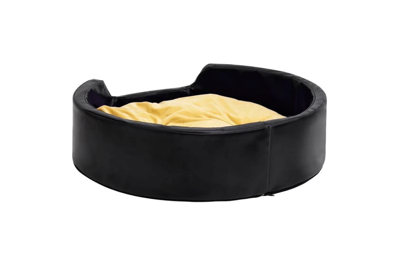 Hundeseng svart og gul 99x89x21 cm plysj og kunstig lær - Svart - Sport & fritid - Til dyrene - For hund - Hundemøbler - Hundekurv & hundeseng