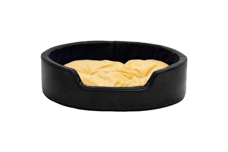 Hundeseng svart og gul 99x89x21 cm plysj og kunstig lær - Svart - Sport & fritid - Til dyrene - For hund - Hundemøbler - Hundekurv & hundeseng