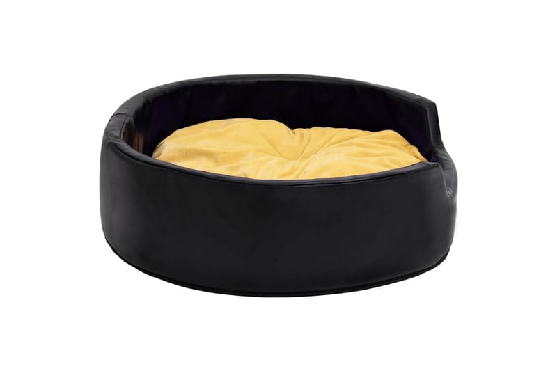 Hundeseng svart og gul 99x89x21 cm plysj og kunstig lær - Svart - Sport & fritid - Til dyrene - For hund - Hundemøbler - Hundekurv & hundeseng