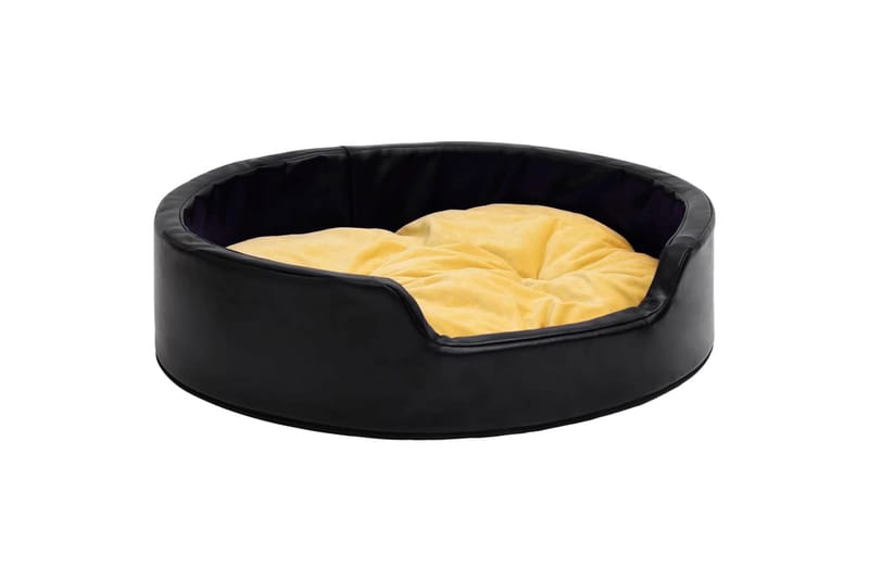 Hundeseng svart og gul 99x89x21 cm plysj og kunstig lær - Svart - Sport & fritid - Til dyrene - For hund - Hundemøbler - Hundekurv & hundeseng