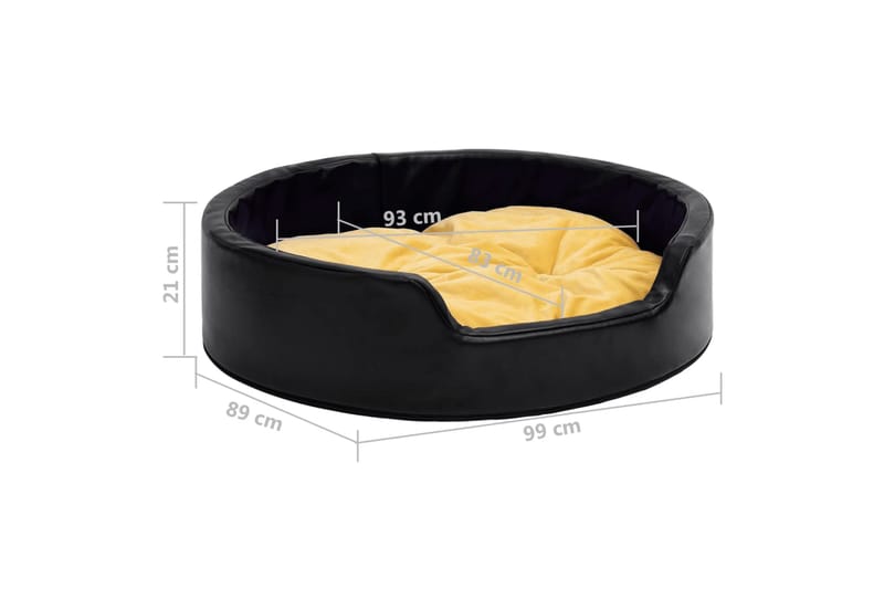 Hundeseng svart og gul 99x89x21 cm plysj og kunstig lær - Svart - Sport & fritid - Til dyrene - For hund - Hundemøbler - Hundekurv & hundeseng