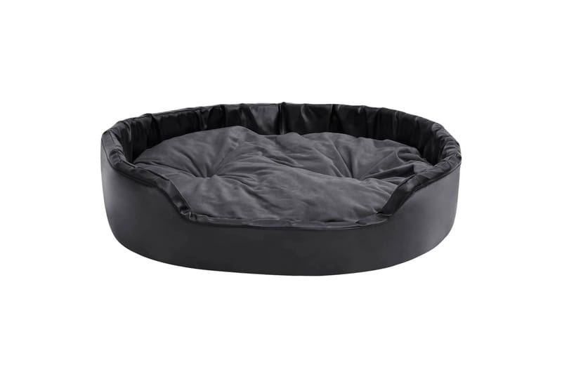 Hundeseng svart og mørkegrå 99x89x21 cm plysj og kunstig lær - Svart - Sport & fritid - Til dyrene - For hund - Hundemøbler - Hundekurv & hundeseng