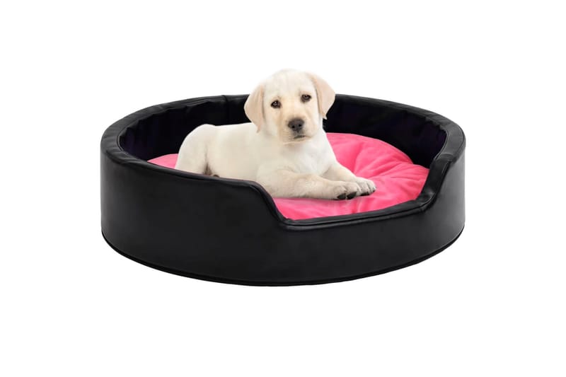 Hundeseng svart og rosa 79x70x19 cm plysj og kunstig lær - Svart - Hundemøbler - Hundekurv & hundeseng