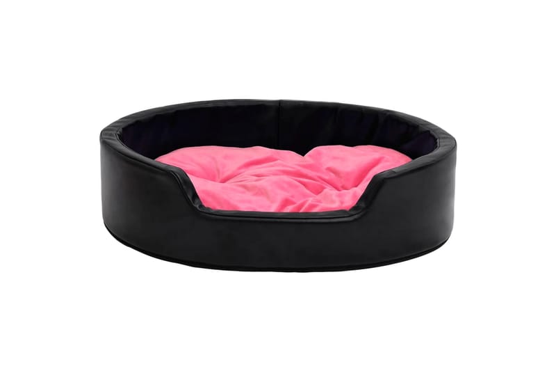 Hundeseng svart og rosa 99x89x21 cm plysj og kunstig lær - Svart - Hundemøbler - Hundekurv & hundeseng
