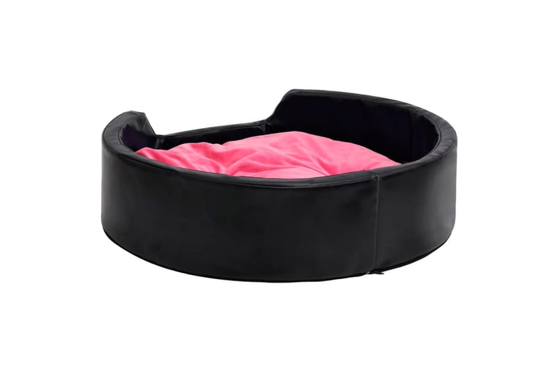 Hundeseng svart og rosa 99x89x21 cm plysj og kunstig lær - Svart - Hundemøbler - Hundekurv & hundeseng