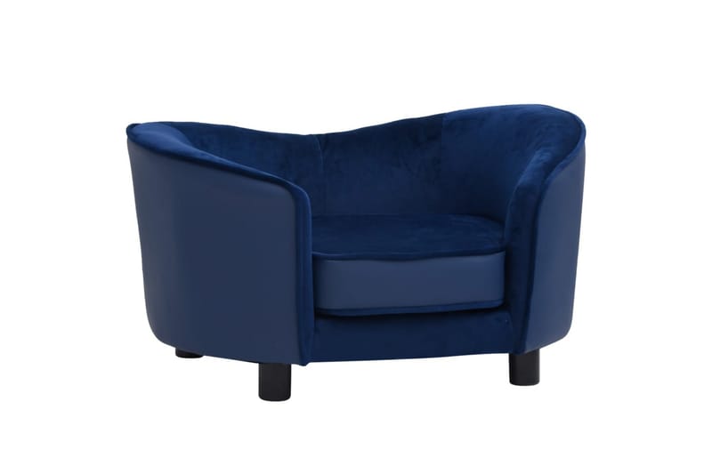 Hundesofa blå 69x49x40 cm plysj og kunstig lær - Blå - Sport & fritid - Til dyrene - For hund - Hundemøbler - Hundekurv & hundeseng