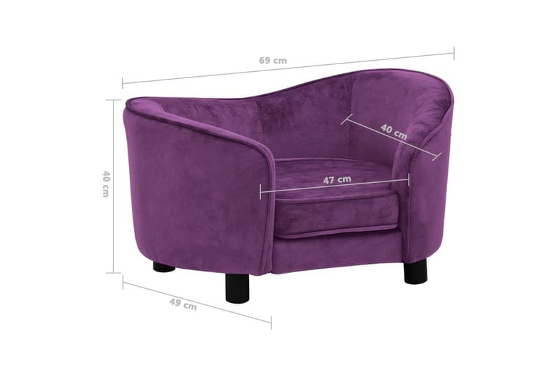 Hundesofa burgunder 69x49x40 cm plysj - Lilla - Sport & fritid - Til dyrene - For hund - Hundemøbler - Hundekurv & hundeseng