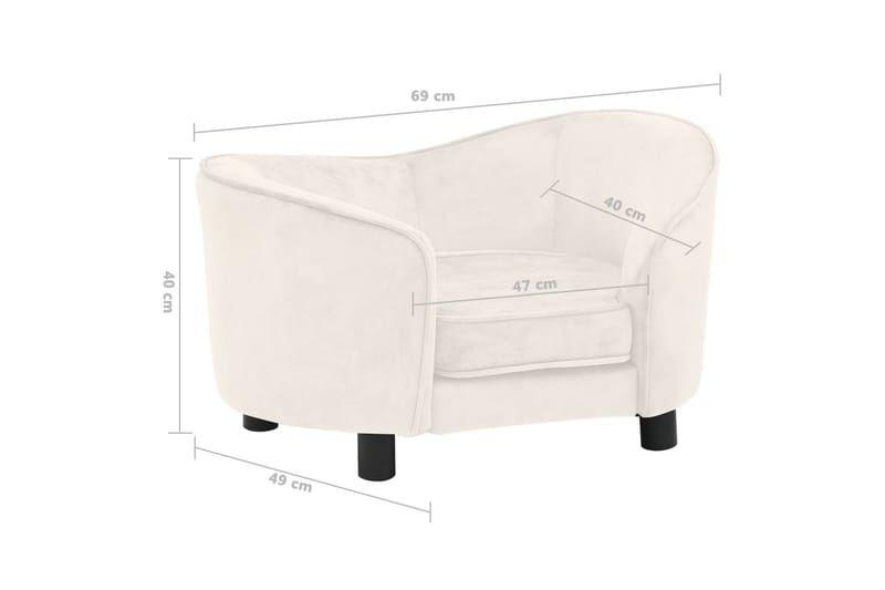 Hundesofa kremhvit 69x49x40 cm plysj - Krem - Sport & fritid - Til dyrene - For hund - Hundemøbler - Hundekurv & hundeseng