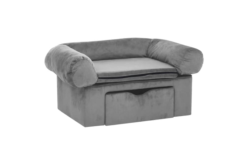 Hundesofa med skuff grå 75x50x38 cm plysj - Grå - Sport & fritid - Til dyrene - For hund - Hundemøbler - Hundekurv & hundeseng